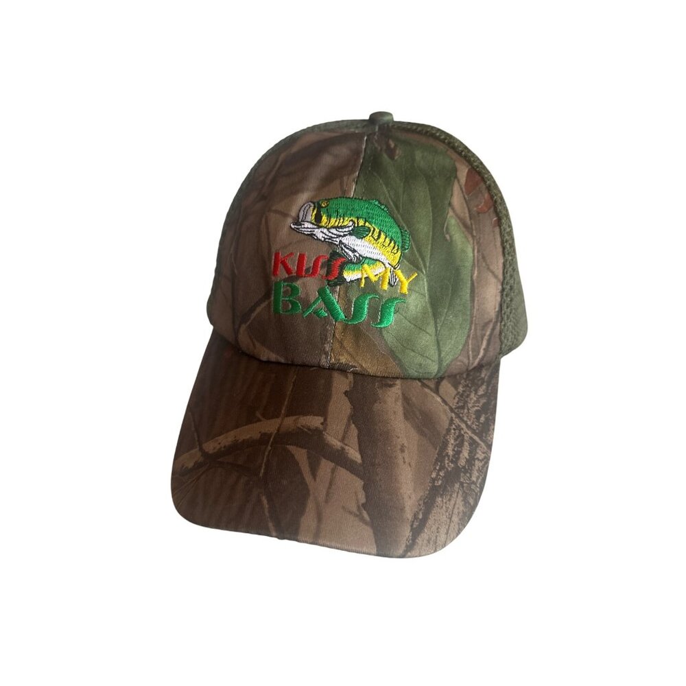 Kiss My Bass‎ Embroidered Camo Trucker Hat Adjustable Snapback Mesh Back